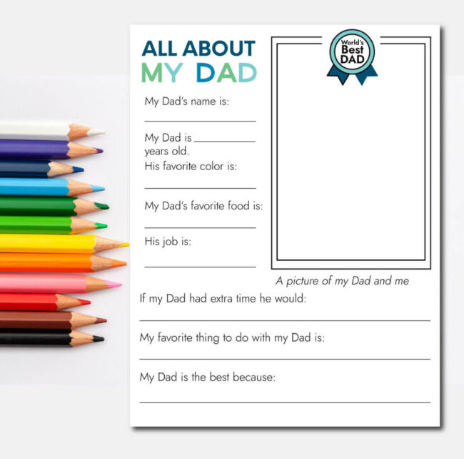 Father's Day Printable Fill In Sheet from Thirty Handmade Days