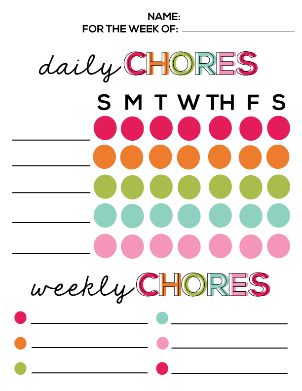 Download Printable Chore Chart For Kids