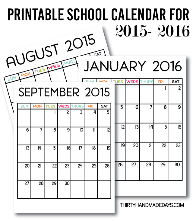 Printable School Calendar For 15 16 Download Our Free School Year Calendar