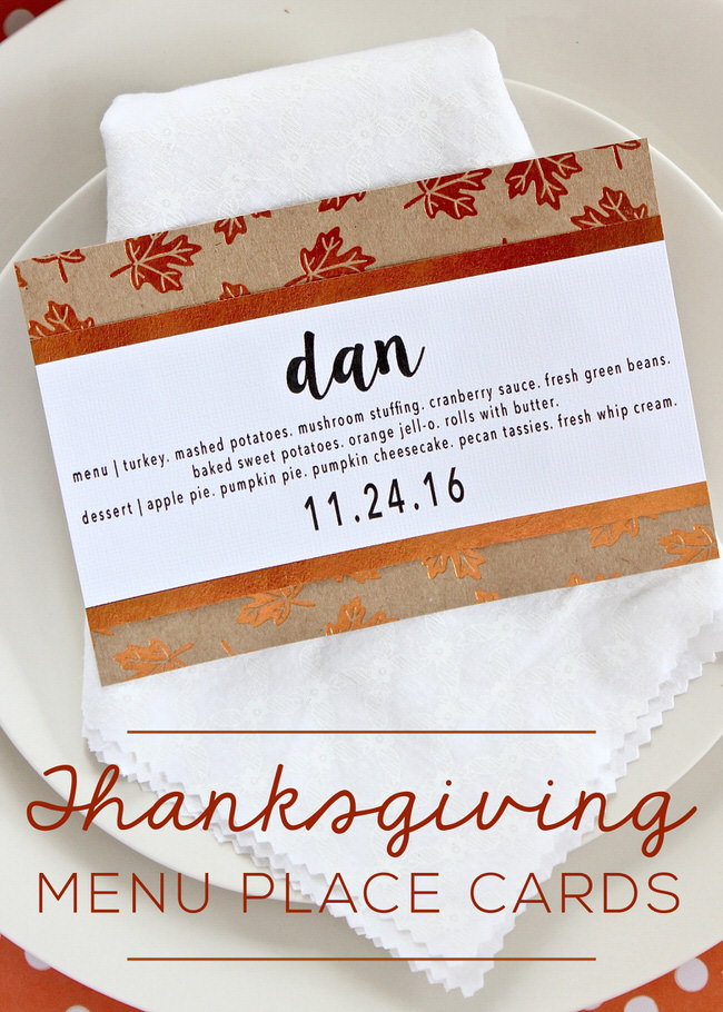 Simple DIY Thanksgiving Menu Place Cards - Thirty Handmade Days