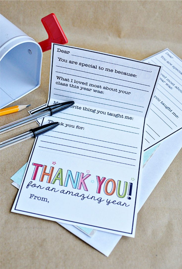 Gifts for Teacher Appreciation Week- Gift Card Template from 30daysblog