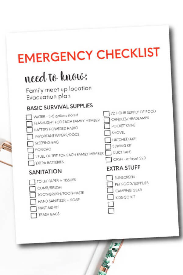 Printable Emergency Supplies List from 30daysblog