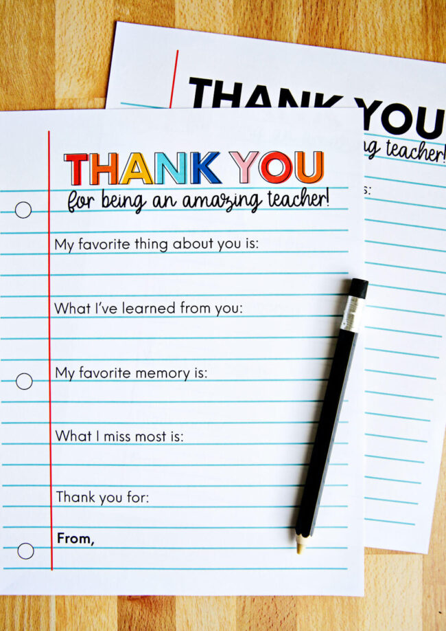 Printable Teacher Appreciation Letter from Thirty Handmade Days